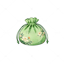 绿色花卉收纳袋插画