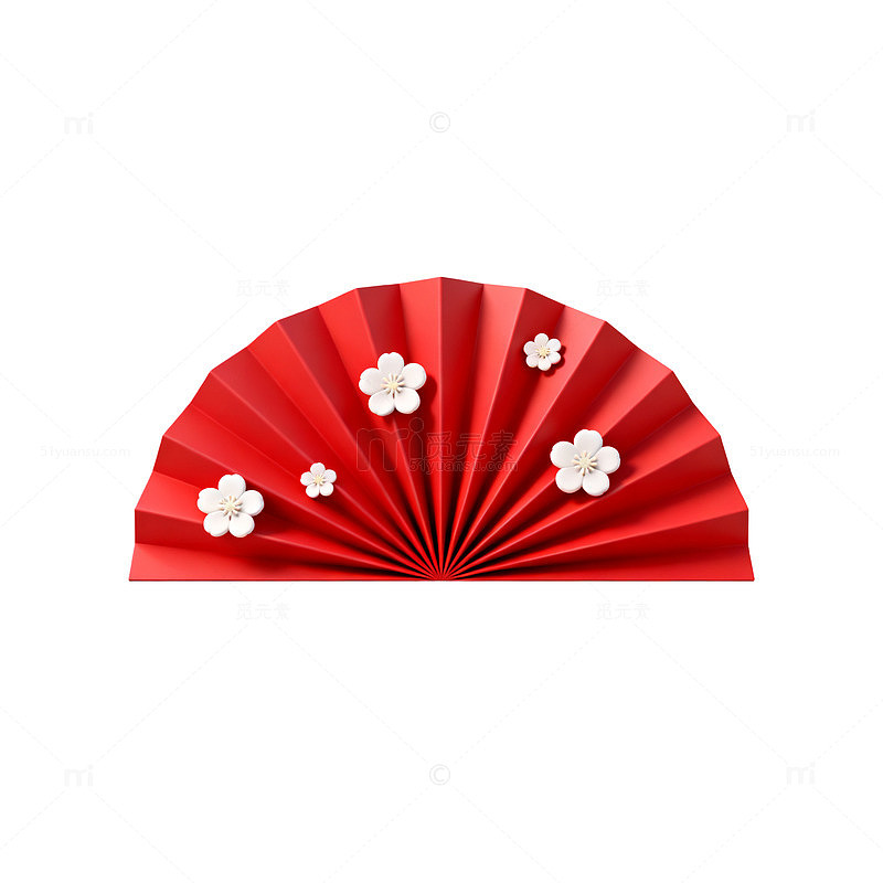 红色折扇装饰图案