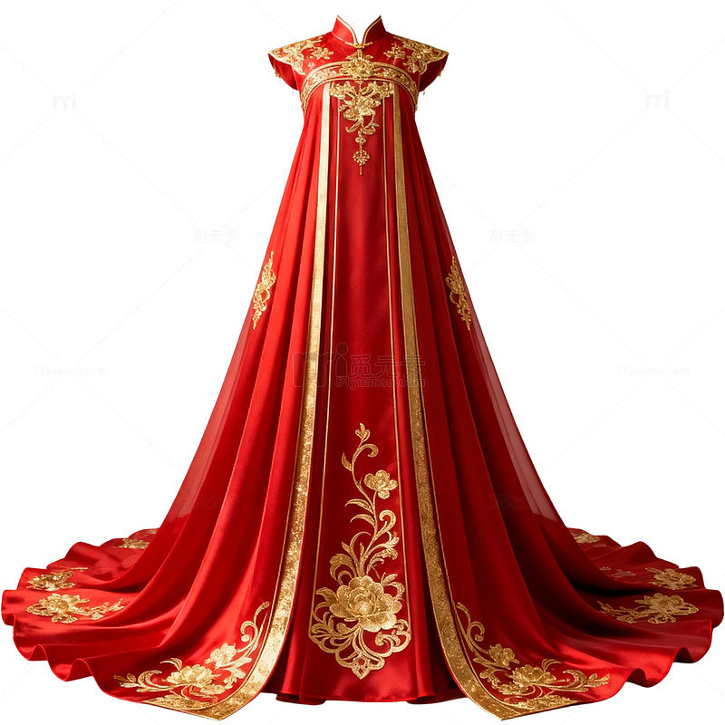 华丽红色古风礼服设计素材