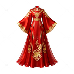 中式婚礼红色礼服设计图