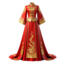中式婚礼凤袍礼服设计图案