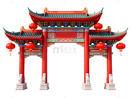 中国传统牌坊建筑模型