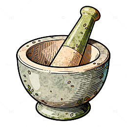 手绘石臼研钵插画