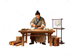 古代文人书法创作图