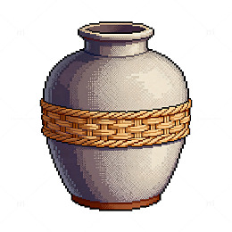 像素陶罐装饰插画设计素材