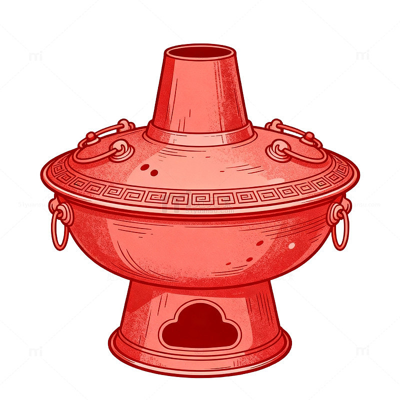 红色中国风火锅插画素材