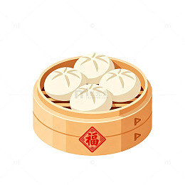 卡通风蒸笼包子设计元素
