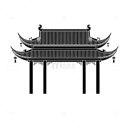 传统中式建筑剪影图案