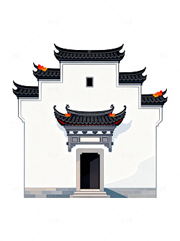 传统中式建筑插画