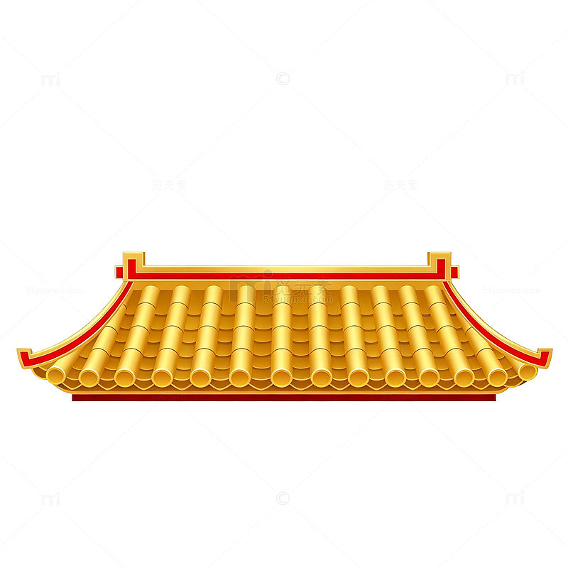 传统中国风金色屋檐图案元素