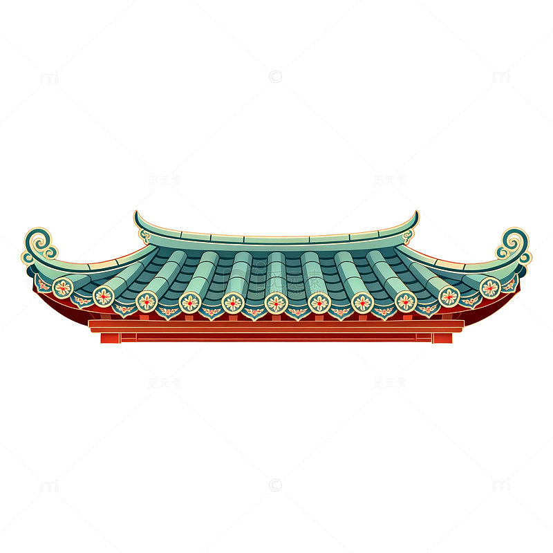 传统中式屋檐图案装饰元素