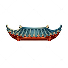传统中式屋檐装饰图案插画