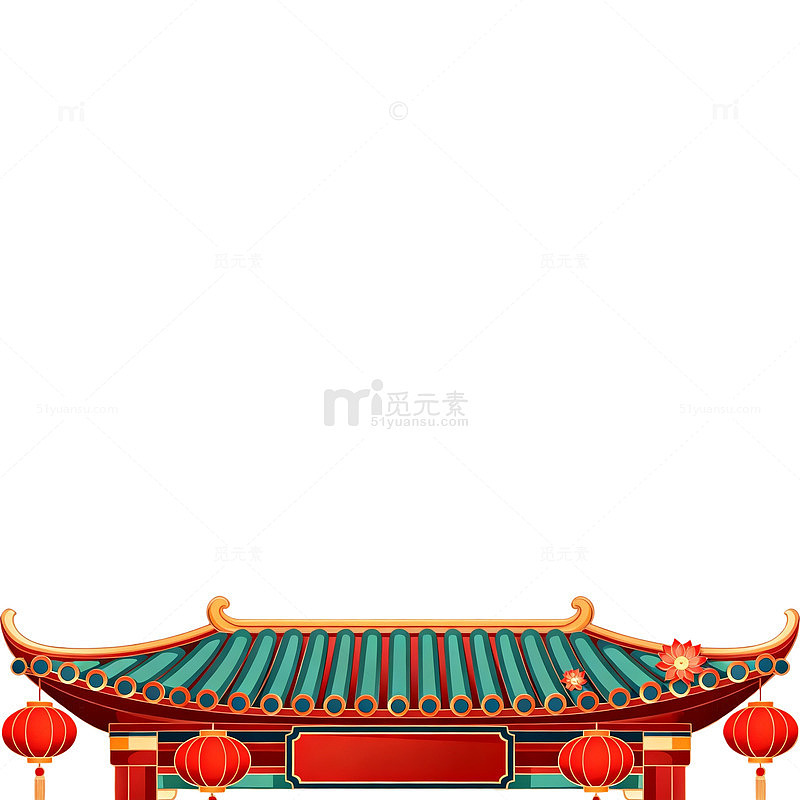 传统中国建筑门楼图案装饰元素