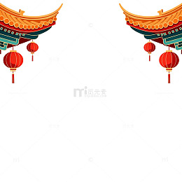 传统中国风建筑红灯笼装饰素材