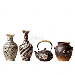 陶艺花瓶茶具组合设计素材