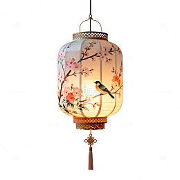 东方风格花鸟灯笼装饰