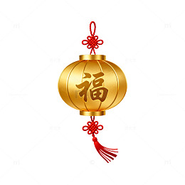 传统中国结金灯笼祝福图案