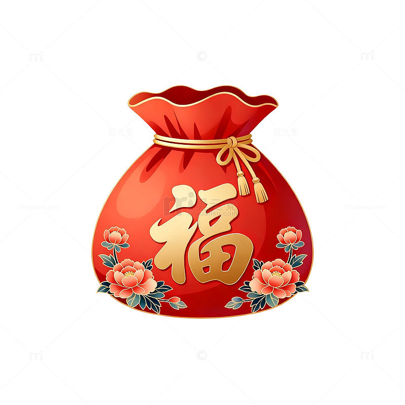 喜庆中国风福字福袋图案设计素材