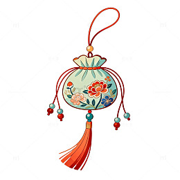手绘中国风香囊饰品插画