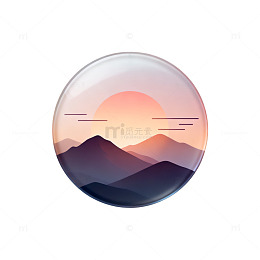 山水风景圆形图标设计