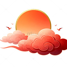彩绘夕阳云彩装饰图案