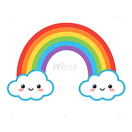 卡通彩虹云朵图案插画
