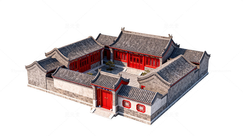 传统中式庭院建筑模型