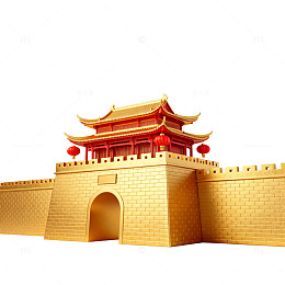 传统中国城门建筑模型