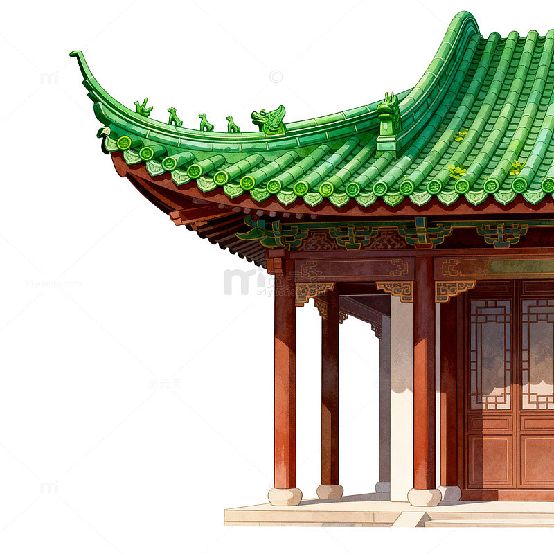 中国传统建筑屋檐插画