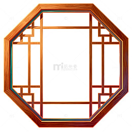 中式八角窗框装饰画