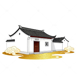 传统中式建筑插画