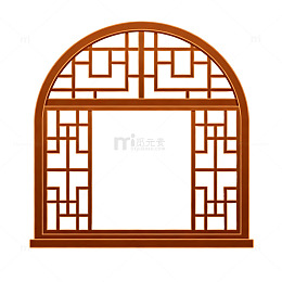 中式古典窗户插画设计元素