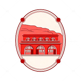 红色建筑图标设计