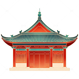 中国传统建筑风格插画