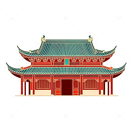 古风宫殿建筑插画