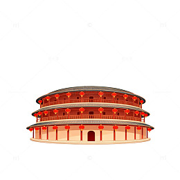中国风古建筑塔楼矢量插画