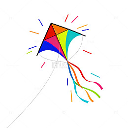 彩虹风筝插画设计素材