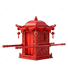 红色传统中式轿子模型