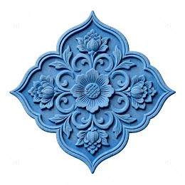 蓝色浮雕花卉装饰图案