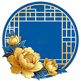 传统风格金色花卉窗格装饰图案