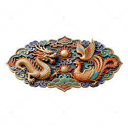 龙凤呈祥雕饰艺术品