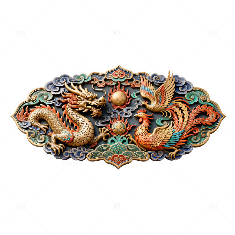 龙凤呈祥雕饰艺术品