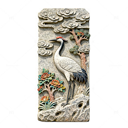 古风仙鹤石雕艺术品