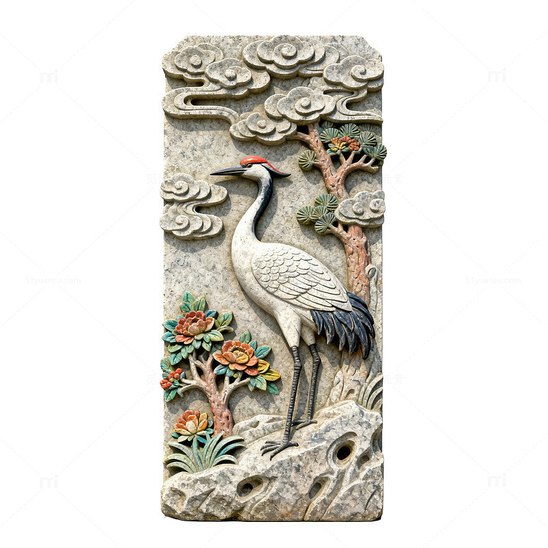 古风仙鹤石雕艺术品