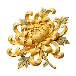 金色雕花菊花装饰图案