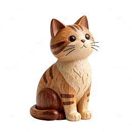 木刻风格猫咪摆件