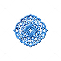 蓝色花纹装饰图案剪影设计素材