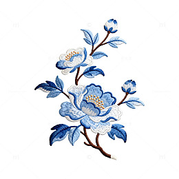 刺绣风格花卉图案设计素材