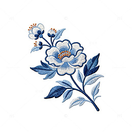 刺绣风格花卉图案设计素材