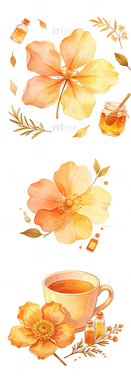 花朵 散落 元素 水彩 质感